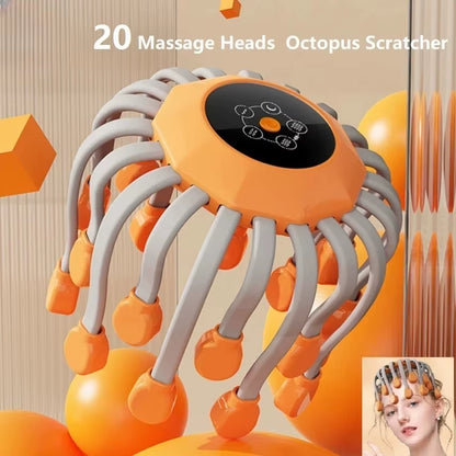 Relaxing Scalp Massager – 20 Octopus Heads with Red Light & Vibration for Stress Relief and Migraine